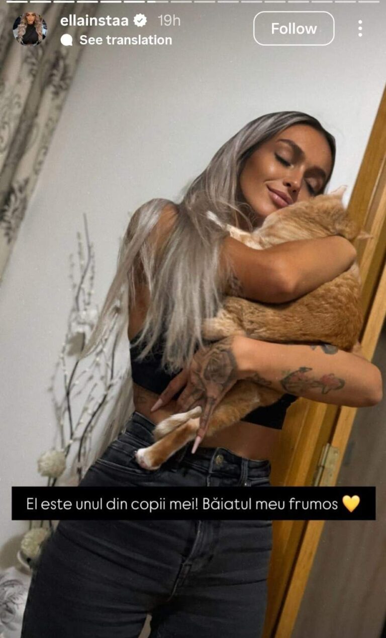 Ella Vișan, imagine alături de motanul său preferat radiază de fericire: ”Băiatul meu frumos”